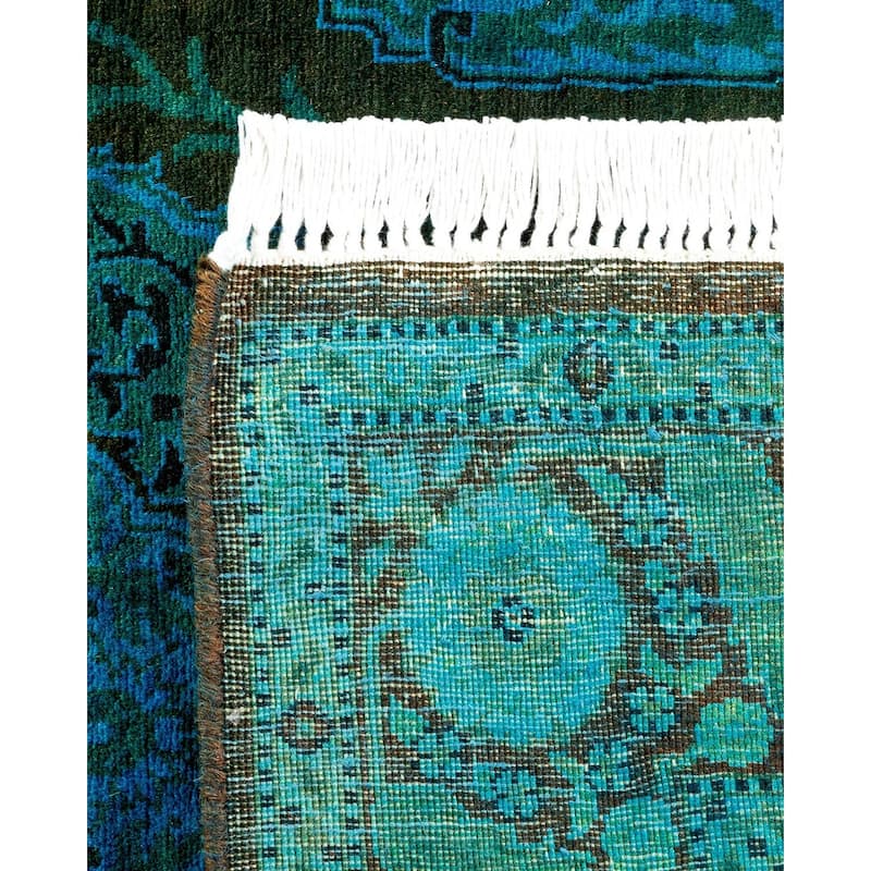 Overton Hand Knotted Wool Vintage Inspired Modern Contemporary Overdyed Blue Area Rug - 2' 8" x 4' 1"