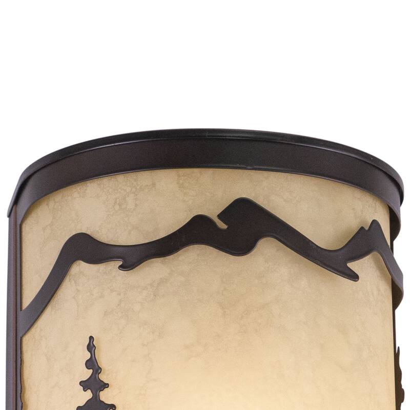 Bryce 1 Light Bronze Rustic Deer Tree Indoor Outdoor Flush Wall Sconce - 8-in W x 11-in H x 5-in D