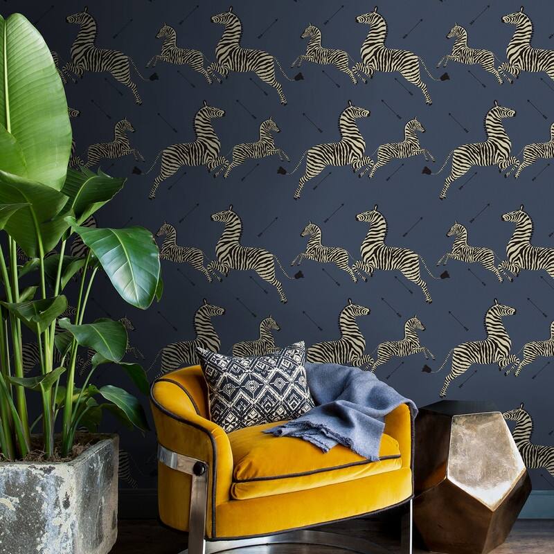 Scalamandre Denim Zebra Safari Self Adhesive Peel & Stick Wallpaper