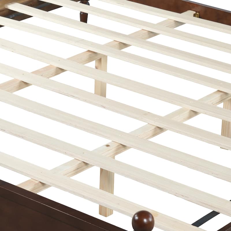 Christopher Knight Home - Traditional Wooden Platform Bed with Upholstered Headboard and Spindle Accent Design