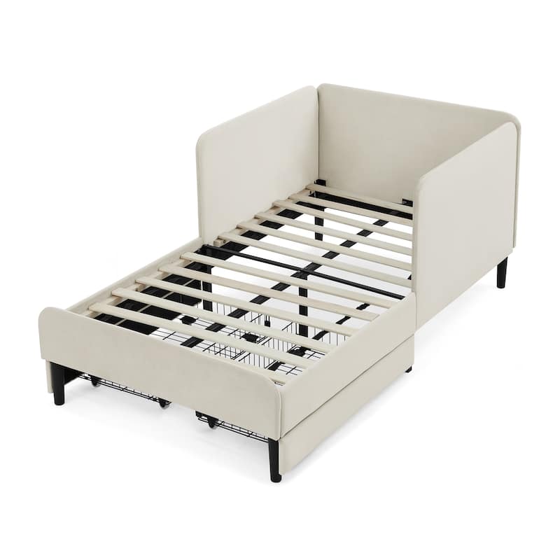 Anmytek Black Velvet Storage Bed Frame with Drawers Modern Upholstered Platform Bed for Small Spaces
