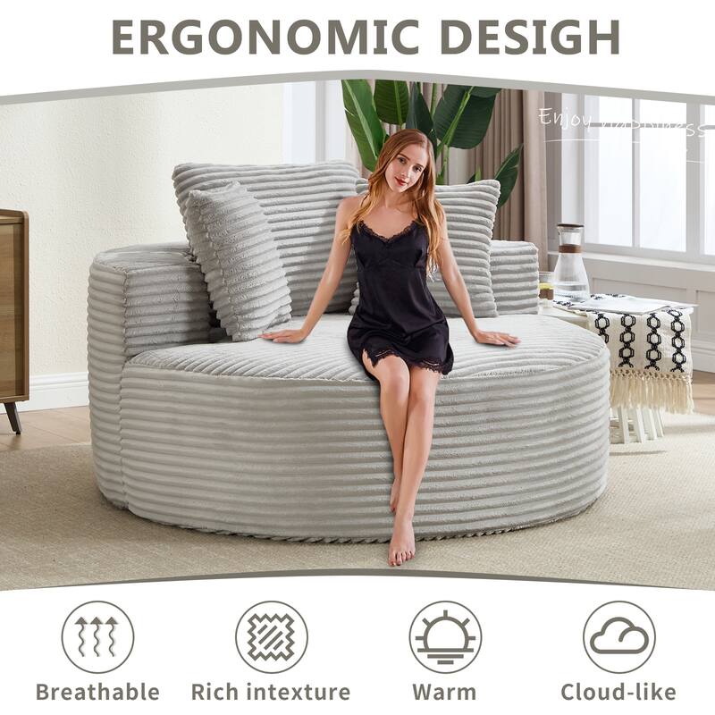 Round Sofa Bed with Memory Foam Sectional Couches for Living Room, Cloud Couch with 3 pillows