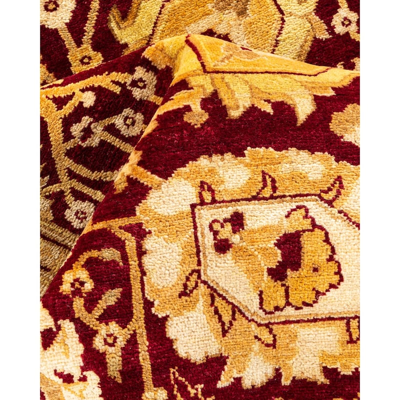 Overton Hand Knotted Wool Contemporary Oriental Red Area Rug - 5' x 8'