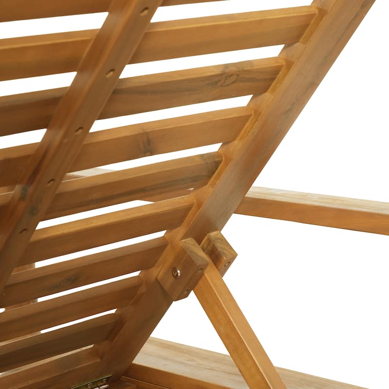 Christopher Knight Home Modern Outdoor Acacia Wood Chaise Lounge with 3-Position Adjustable Backrest & Ventilated Slatted Seat