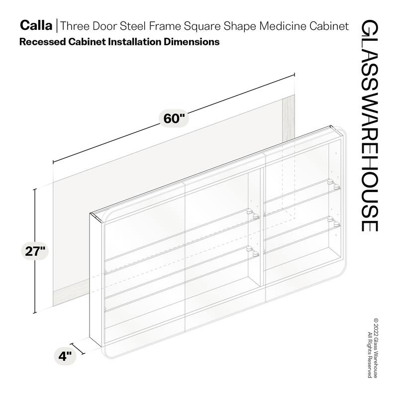 Glass Warehouse SC3-SQ-60X32 Calla 60" x 32" Framed Triple Door