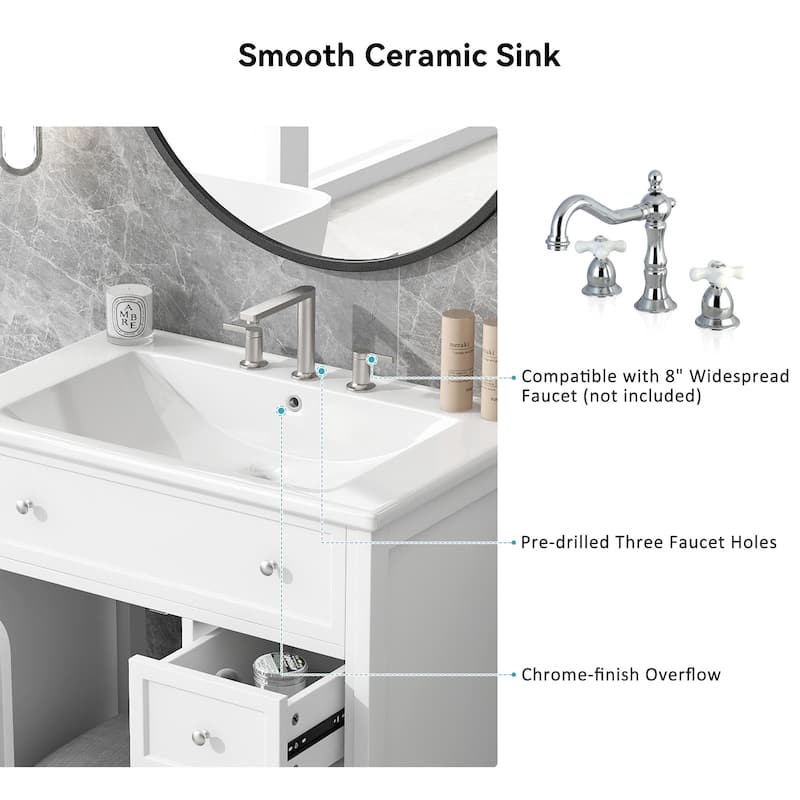 30" Bathroom Vanity with Sink Top