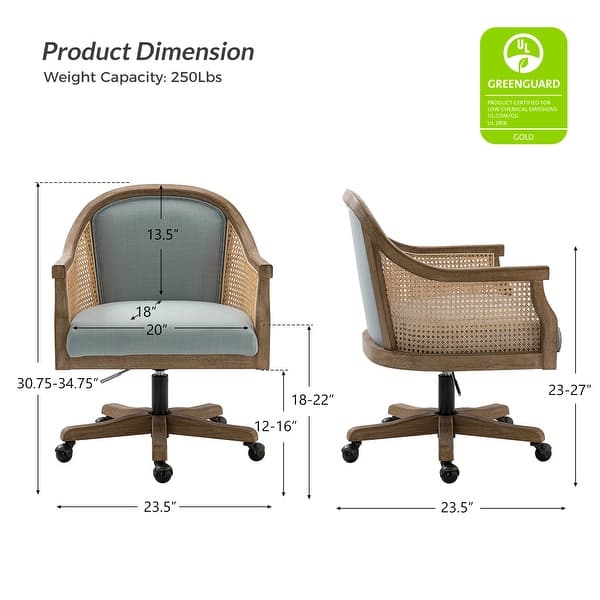 HULALA HOME Danilo Farmhouse 360 Degree Swivel Height Adjustable Rattan ...