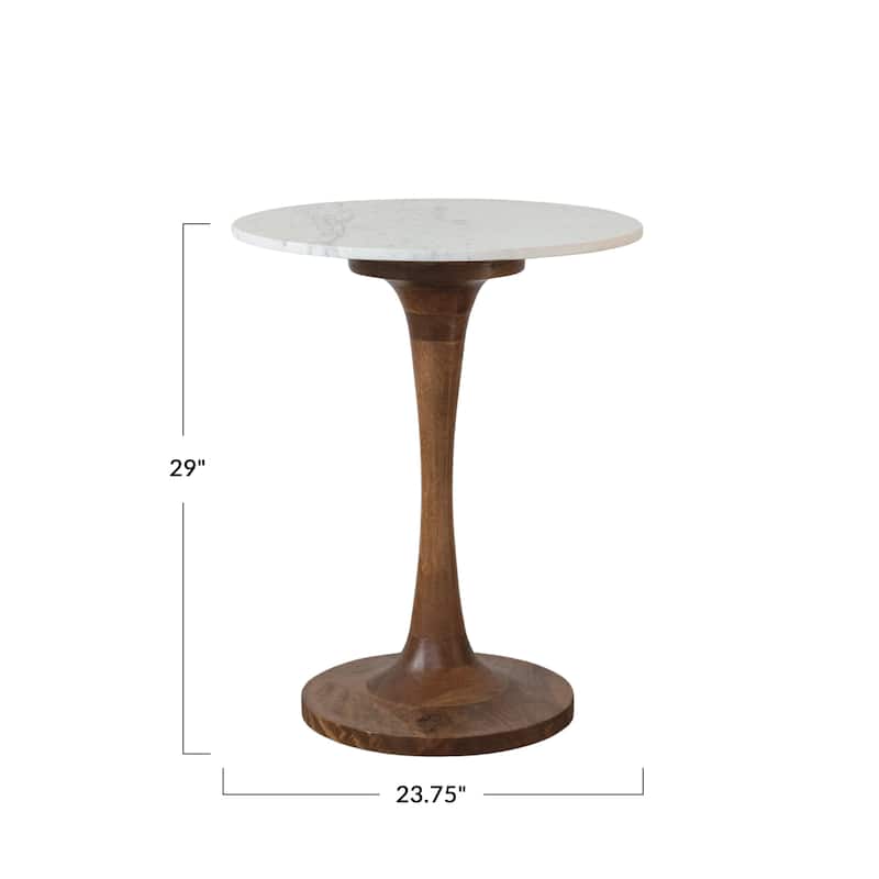 Mango Wood and Marble Tulip Table