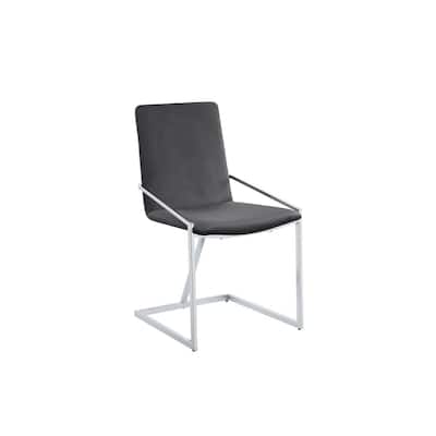Chrome/Gray Velvet Upholstered Metal Frame Dining Chair, Set of 2, Sturdy Dining Chair for Dining Rooms - 19