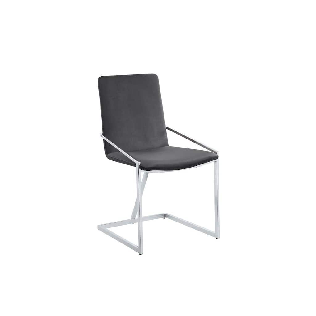 Chrome/Gray Velvet Upholstered Metal Frame Dining Chair, Set of 2, Sturdy Dining Chair for Dining Rooms - 19