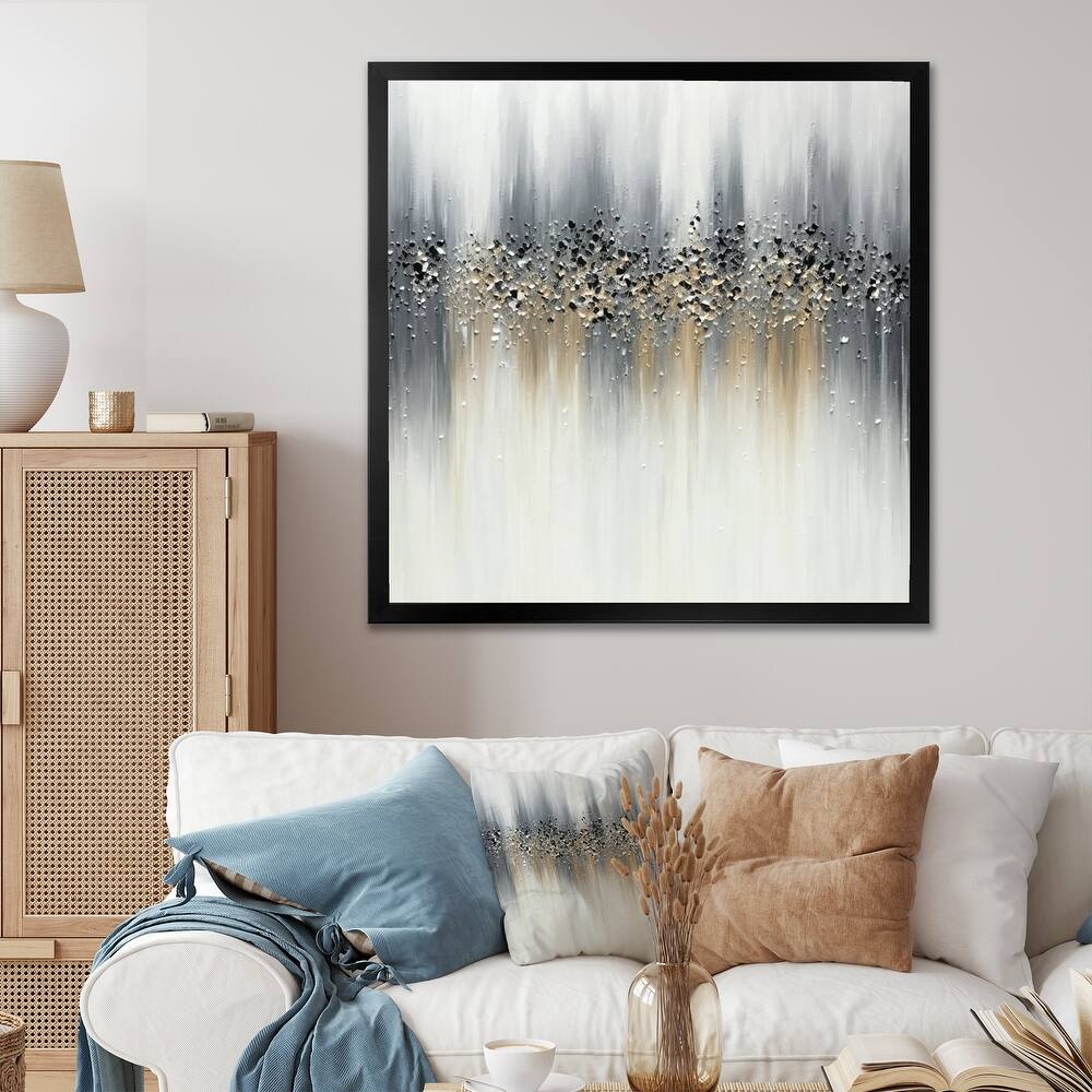 Designart " Gentle Gray Serenity" Abstract Painting Framed Canvas Prints