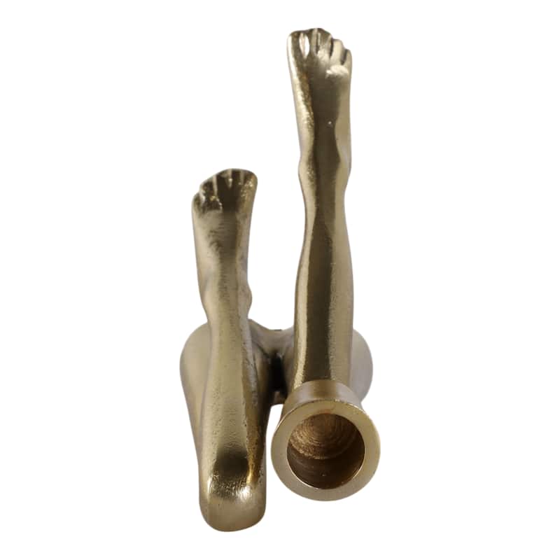 Metal Aluminum Pillar Holder with Sculptural Leg-Shaped Design