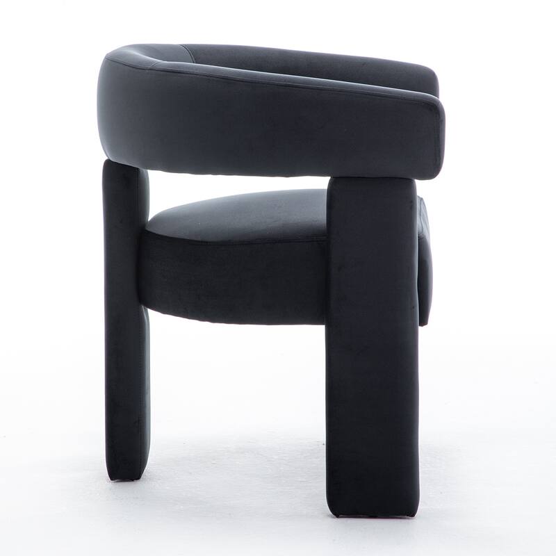 SEYNAR Modern Velvet Accent Chair Set of 2, Upholstered Barrel Armchair with Curved Back and Thickened Padded Seat