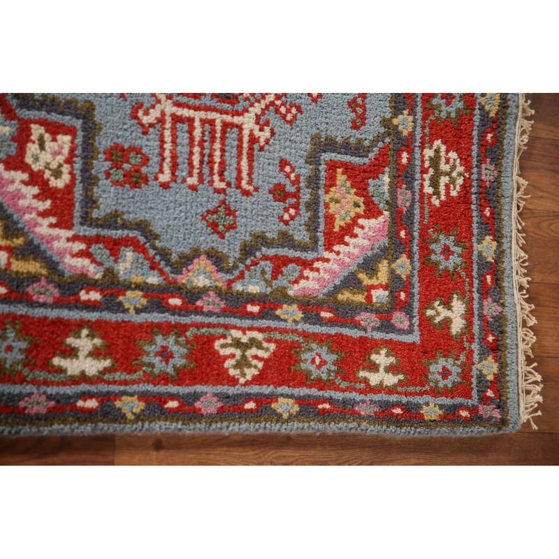 Geometric Heriz-Serapi Accent Rug Hand-Knotted Wool Carpet - 2'11"x 5'1"