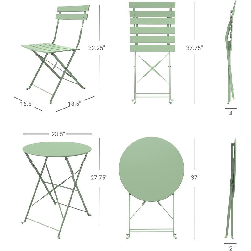 3-Piece Bistro Set Folding Outdoor Furniture Sets with Premium Steel Frame Portable Design for Bistro & Balcony