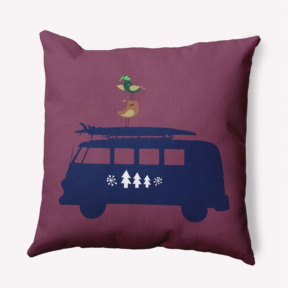 Christmas Surf Bird Beachy Christmas Accent Pillow