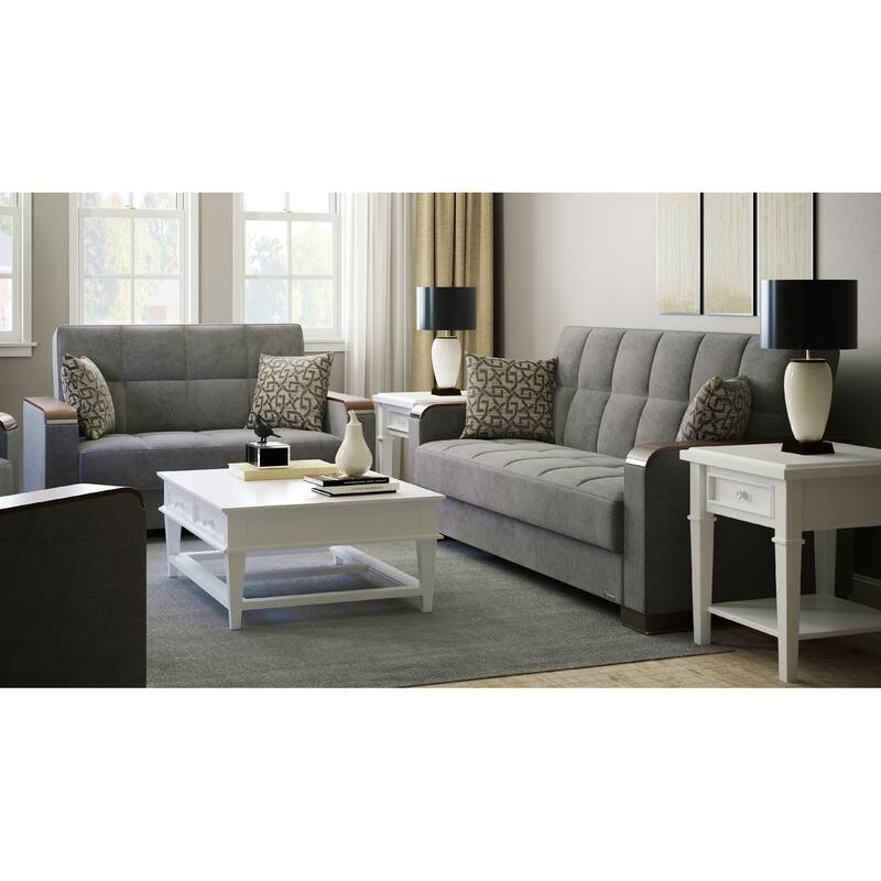 Collection Upholstered Convertible Loveseat With Storage