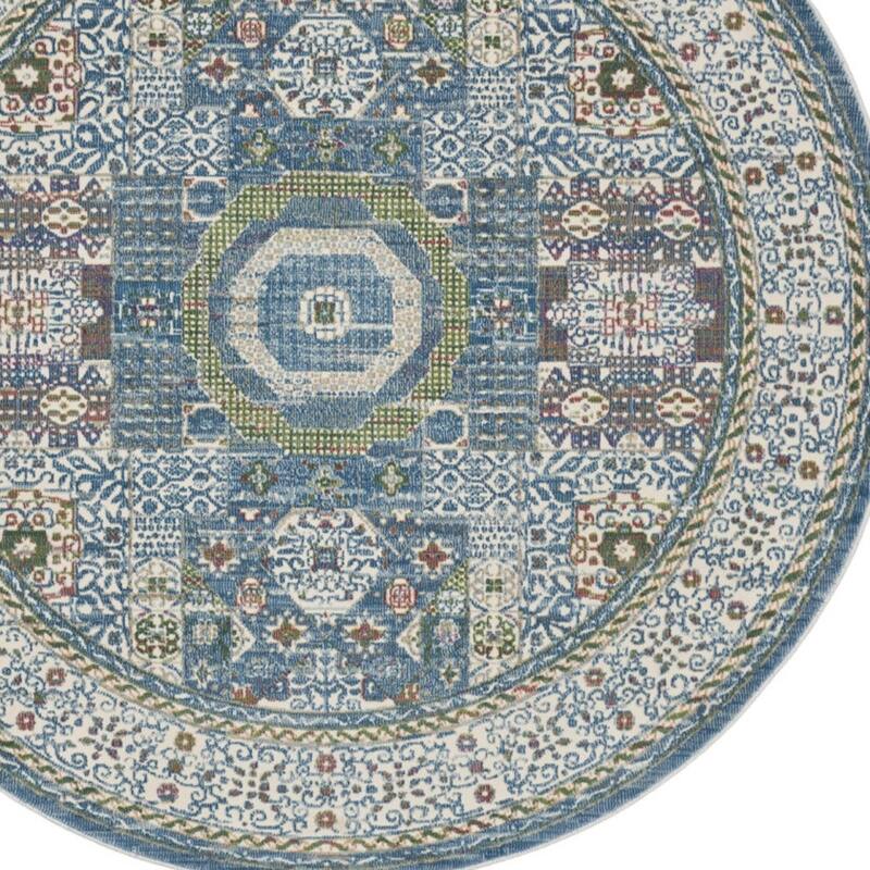 Jili Power Loomed Distressed Geometric Non Skid Area Rug By HomeRoots - 72' X '72' X '0.5