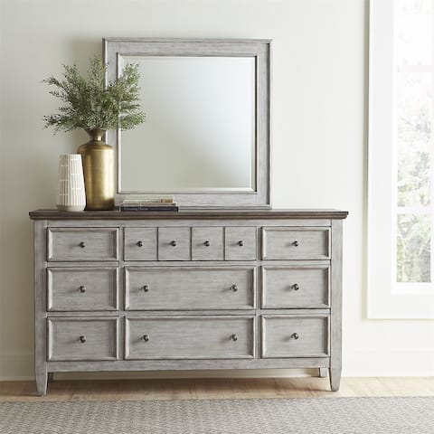 Heartland Antique White Tobacco Dresser & Mirror