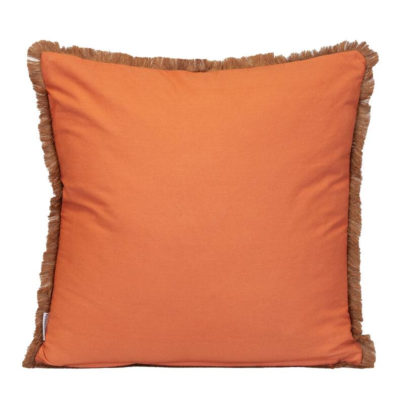 HomeRoots 24" Brown and White Striped Cotton Throw Pillow With Fringe
