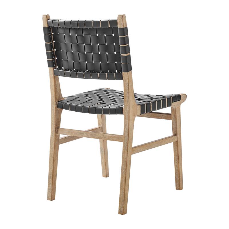 NPD Furniture Marco Faux Leather Dining Side Chair Drift Wood Frame (Set of 2)