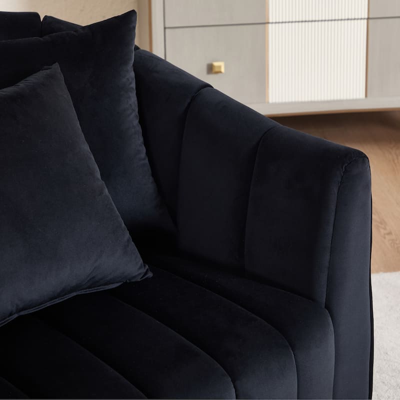 40.4"W Upholstered Swivel Accent Chair Set of 2,Modern Swivel Single Sofa Chair with Pillows