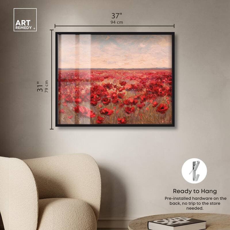 Sea of Red Poppies I Shadowbox by Art Remedy