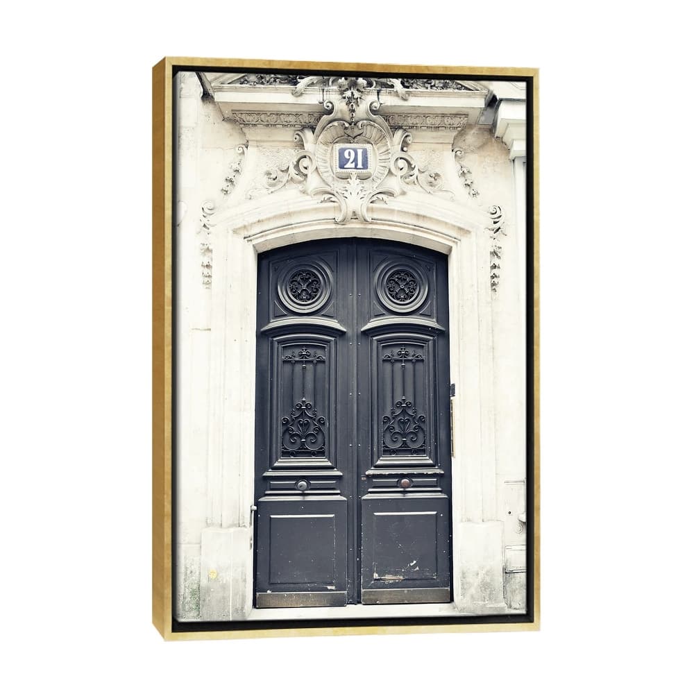 iCanvas "Paris Door, Black I" by Caroline Mint Framed