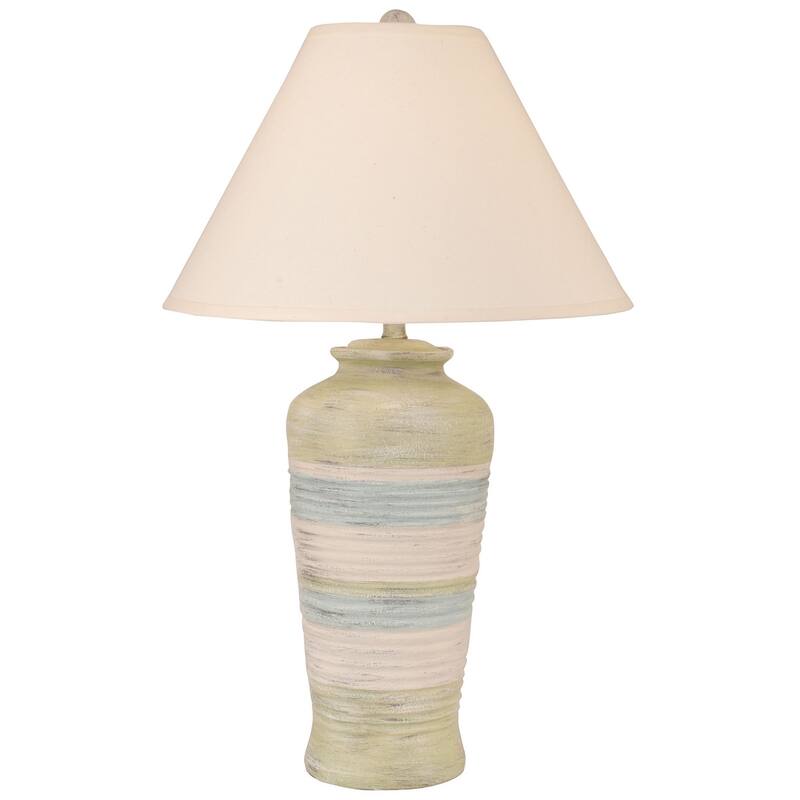 Coastal Ribbed Pottery Table Lamp - Tall - Cottage Summer