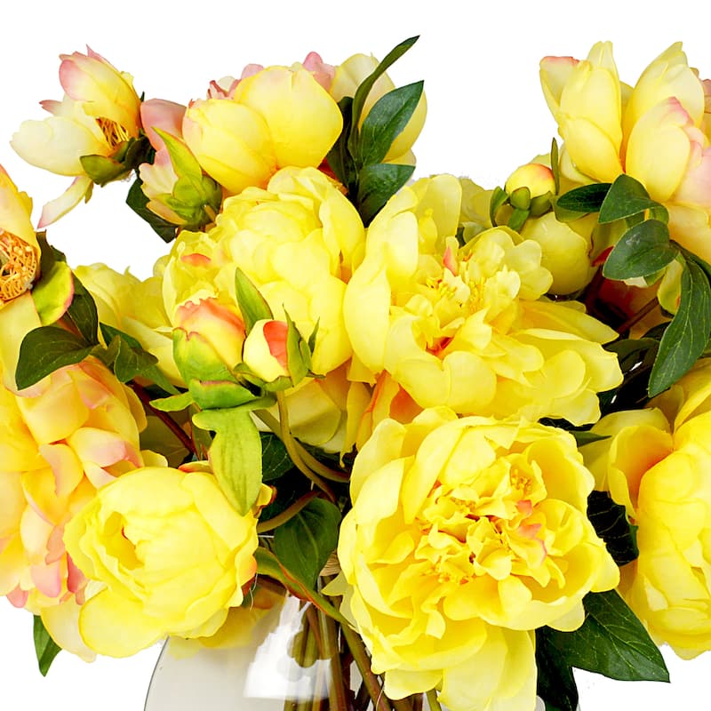 Peony Floral Arrangement in Glass Vase