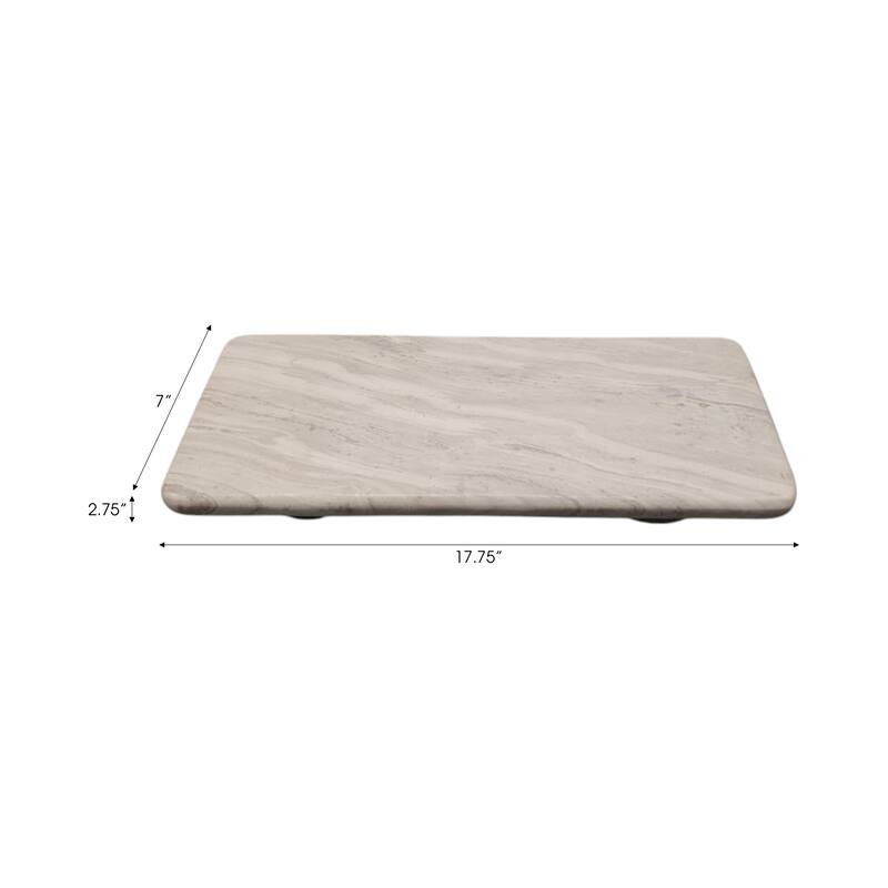 Marble Stone Tray Rectangular Valencia Finish Display - 3" Ivory - 15.75" x 7" x 2.75"