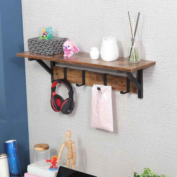 Wall Mounted Floating Coat Rack with Hooks Space Saving Entryway