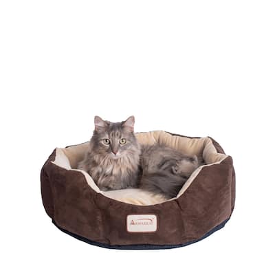 Cozy Pet Bed for Cats and Extra Small Dogs - Mocha/Beige - 20"(L) x 20"(W) x 8"(H)