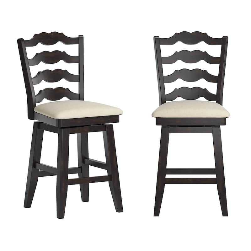 Ronda French Ladder Back Swivel Stool - Antique Black - Counter Height