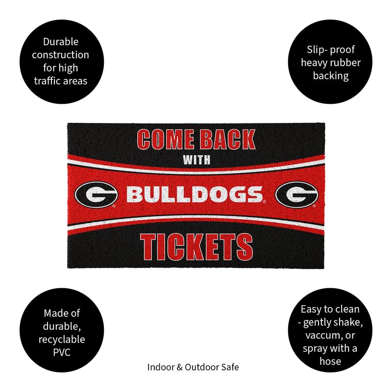 University of Georgia 28 in. x 16 in. PVC "Come Back With Tickets" Trapper Door Mat