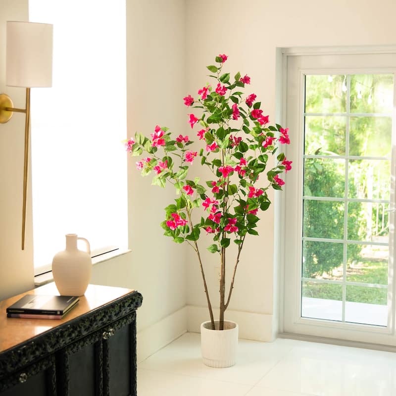 Potted Bougainvillea Floral Artificial Tree - 6' - Unlit