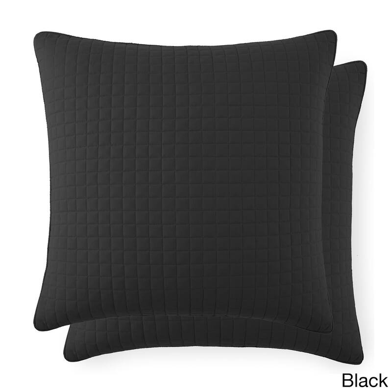 Beautiful Square Stitched Quilted Shams Covers (Set of 2) by Southshore Fine Linens - 20 x 26 - Black