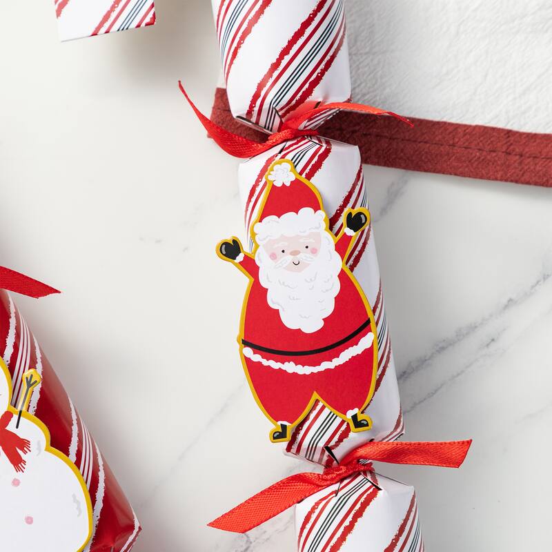 Glitzhome 12 Pack Christmas Candy Cane Party Cracker with Gift Contents