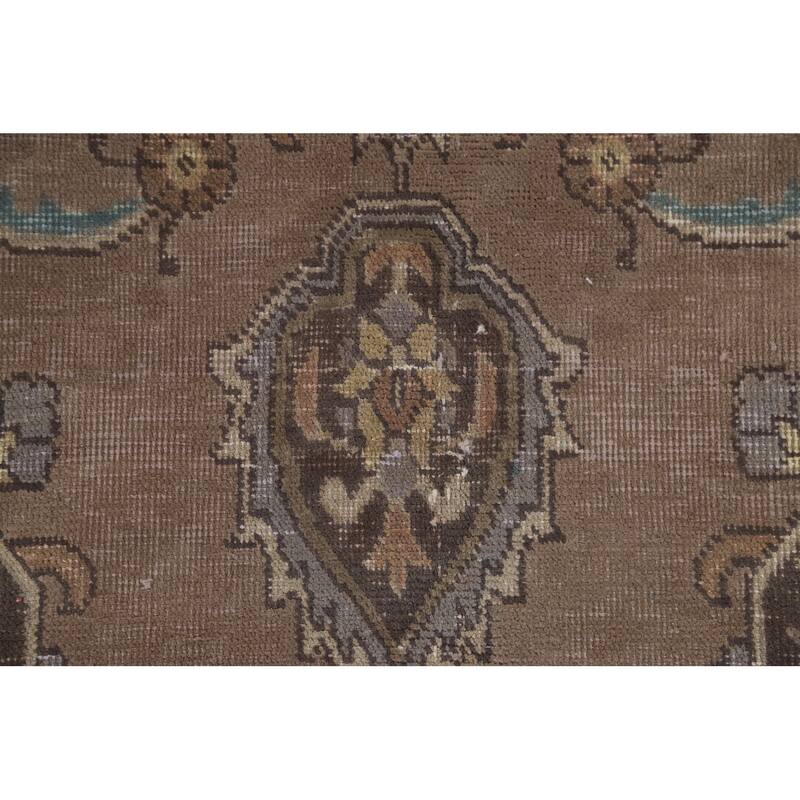 Over-Dyed Brown Tabriz Persian Vintage Area Rug Handmade Wool Carpet - 8'3"x 11'9"