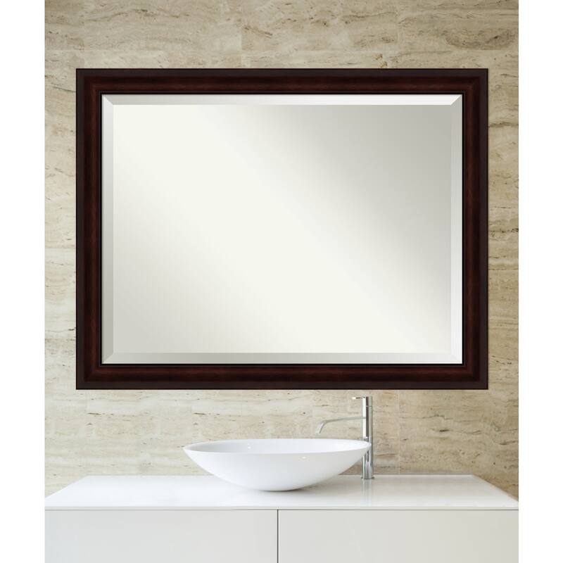 Beveled Bathroom Wall Mirror - Coffee Bean Brown Frame - Coffee Bean Brown