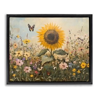 Stupell Sunflower Wonder Summer Meadow Framed Floater Canvas Wall Art ...