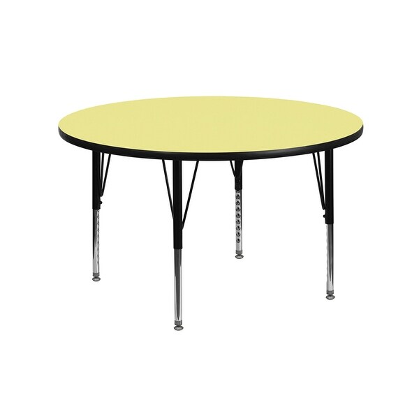 Offex 42'' Round Activity Table with Yellow Thermal Fused Laminate Top and Height Adjustable Pre-School Legs - N/A