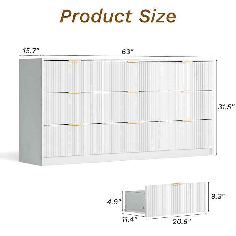 9-Drawer Dresser 63" W