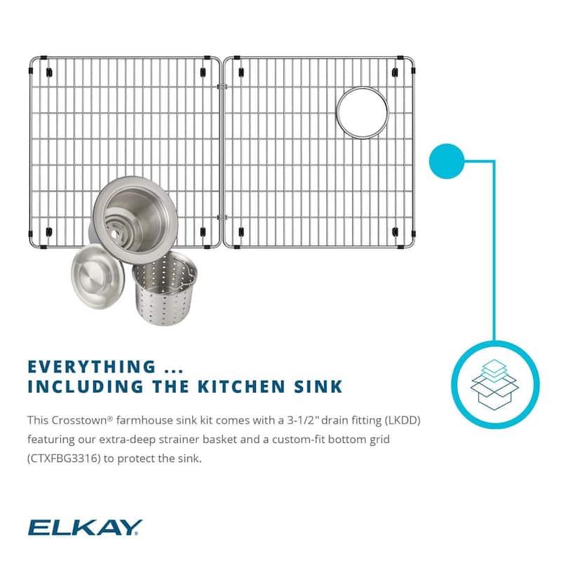 Elkay Crosstown 16 Gauge Stainless Steel 35-7/8" x 20-1/4" x 9" Single Bowl Tall Farmhouse Sink