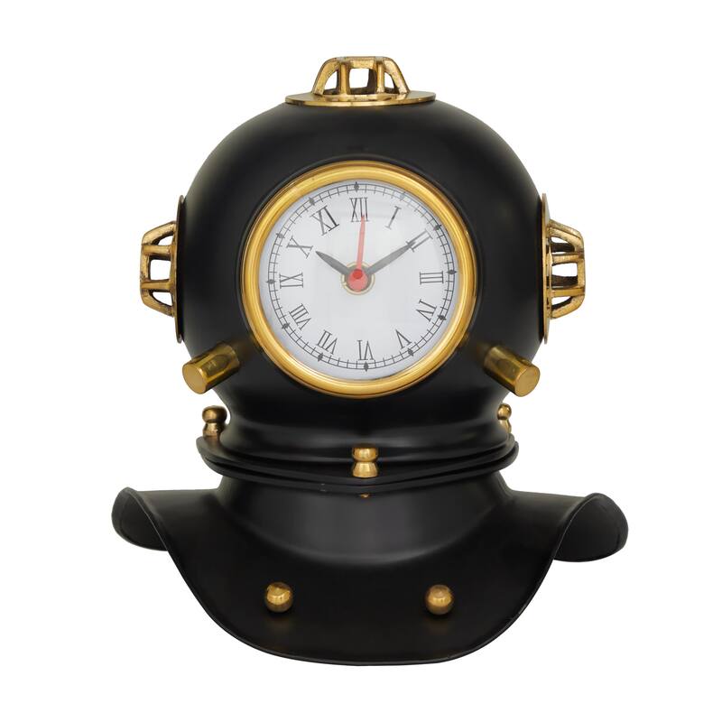 Metal Nautical Clock Decor - Gold, Brass, or Black - 8 x 7 x 8