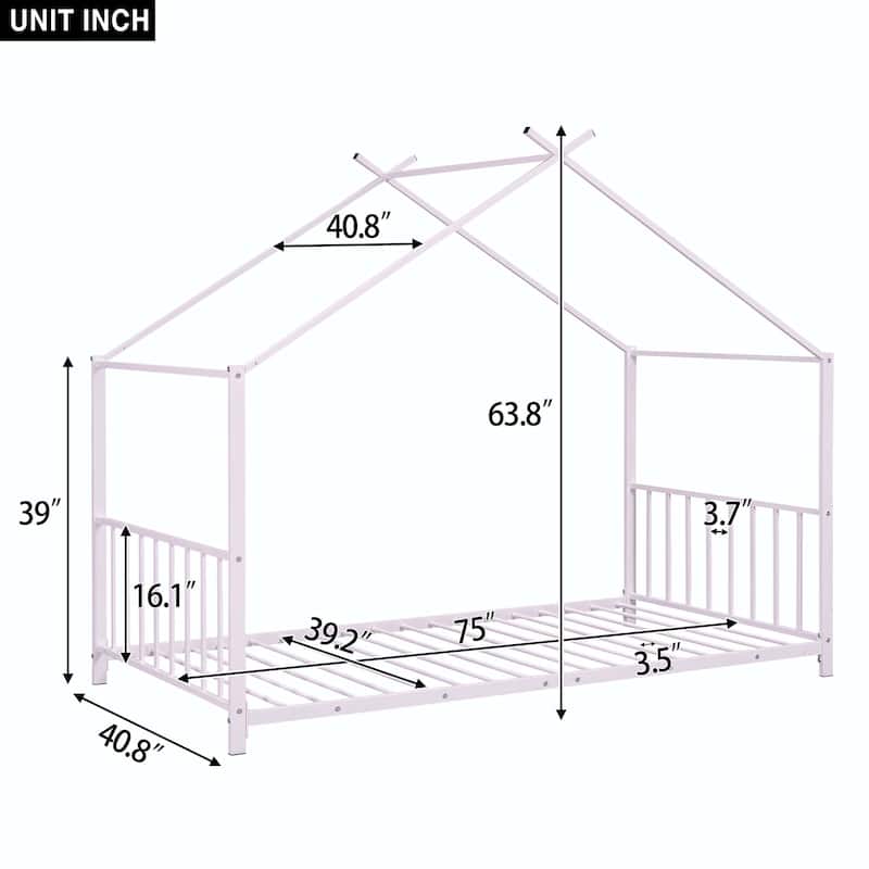 Twin Size Metal House Platform Bed