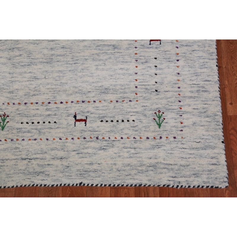 Tribal Gabbeh Indian Area Rug Handmade Wool Carpet - 5'2" x 7'10"