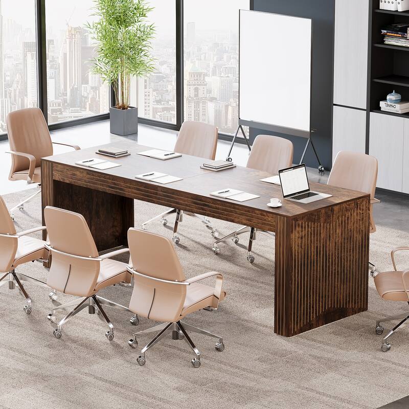 79-Inch Large Meeting Table for Office, Boardroom, Training Seminar - Vintage Brown