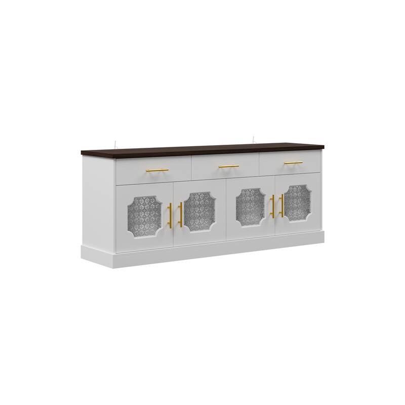 Sideboard Buffet Cabinet with Acrylic Pattern Doors and Gold Handles Bookshelves Bookcase Console Table