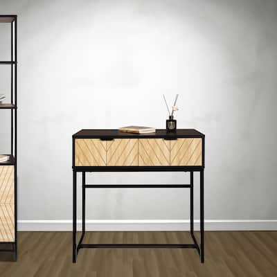 Bali Coastal Modern 2 Drawer Black Console Table